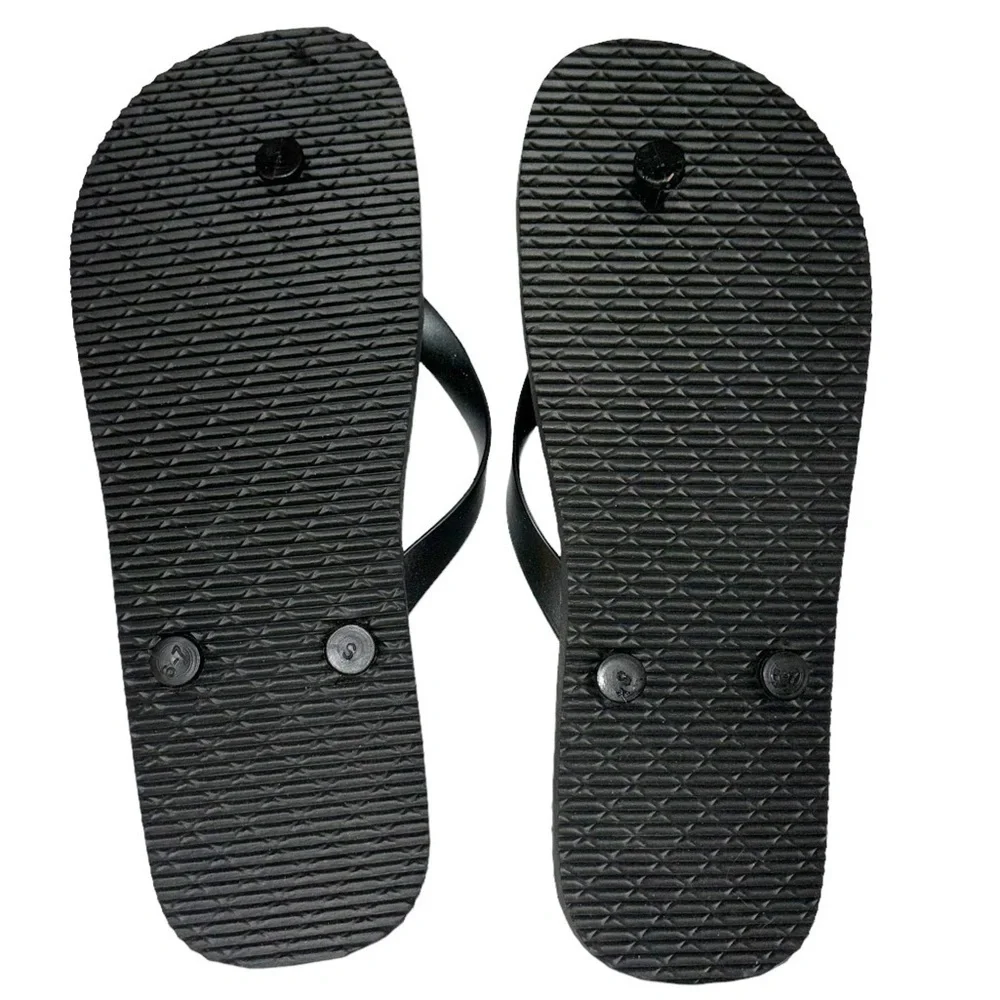 Black white and gray camouflage flip flops